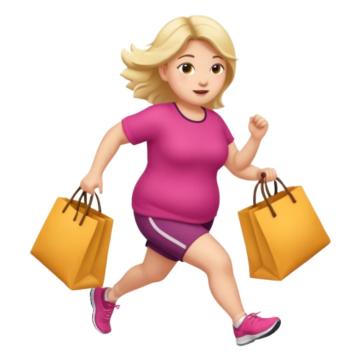 Big girl running with bags sticker