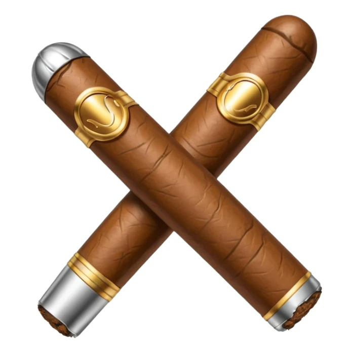 A luxury cigar emoji made of silver chrome, smooth metallic texture, minimal shape, glossy reflections, rich swag aesthetic, iOS emoji style, centered, clean white background sticker