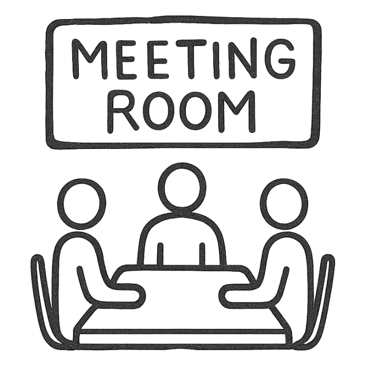 Meeting room in purple colors sticker