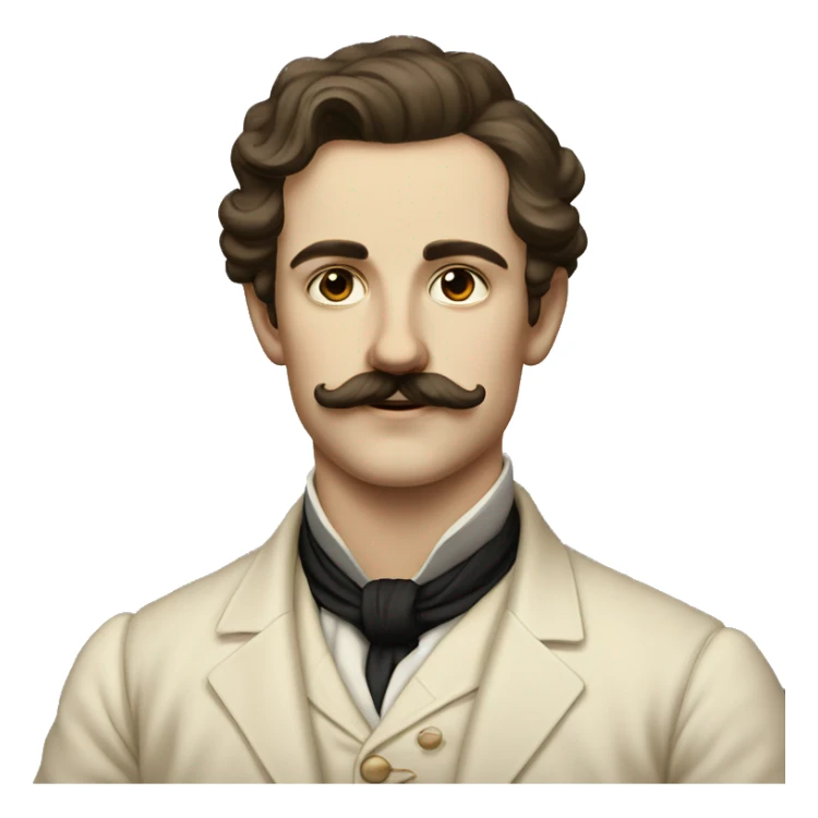 19th century young man with moustache sticker