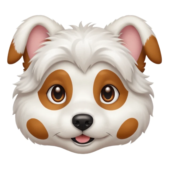 White dog with brown eyes and some long white body and white ears with brown spots curved on the sides sticker