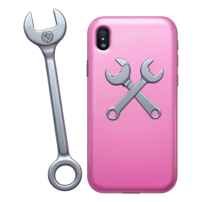 pink girly cellphone with a cute wrench sticker