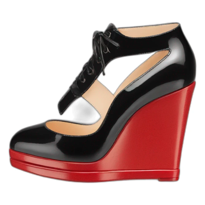 One WEDGE heel LOUBOUTIN black leather PATENT sticker