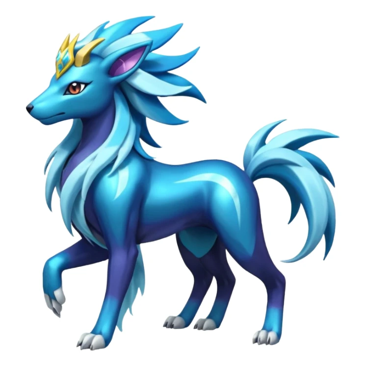 Shiny Dark Edgy Suicune-Cobalion-Manectric-Aurorus-Fakémon-hybrid-creature (full body)  sticker