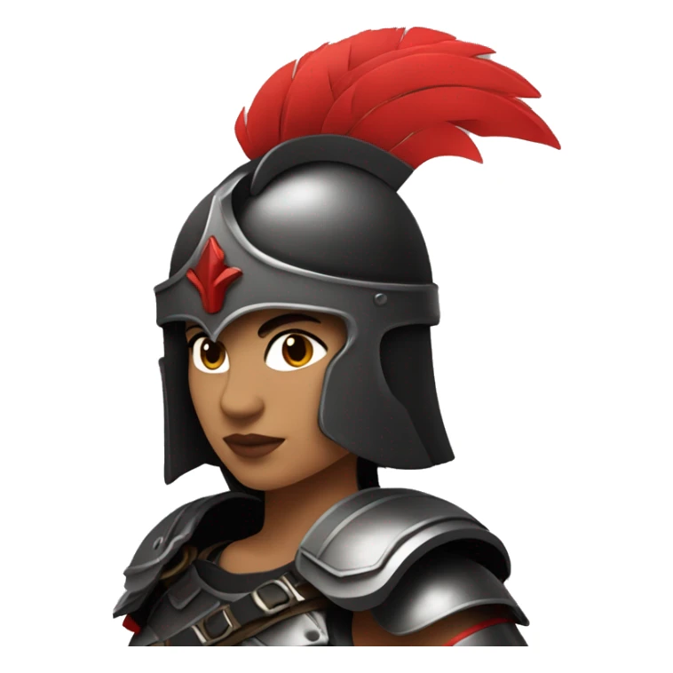 Fantasy spartan warrior female wearing detailed black armor with a red plumed helmet
 sticker