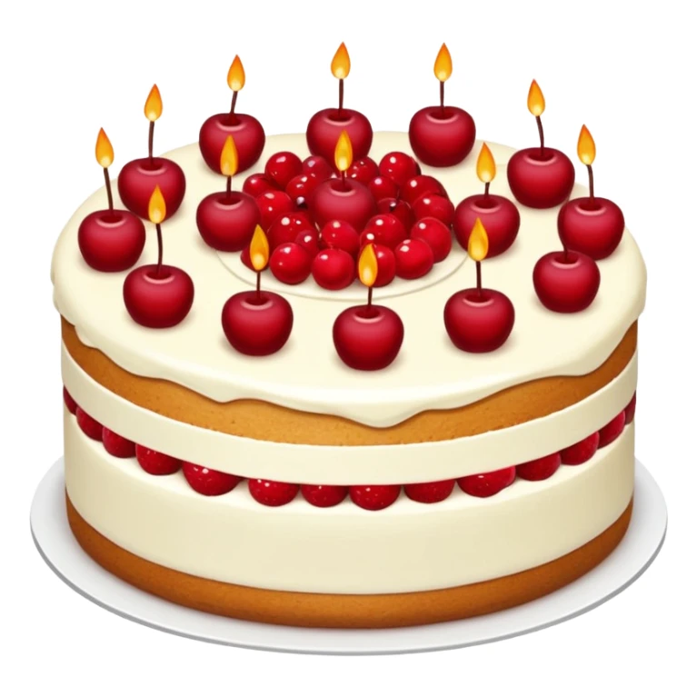 Sahnetorte mit einer einzelnen Kirsche darauf, klar erkennbar, ohne Text sticker