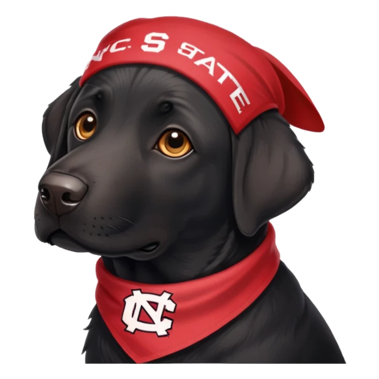 Realistic Black lab dog wearing NC state  bandana on neck sticker
