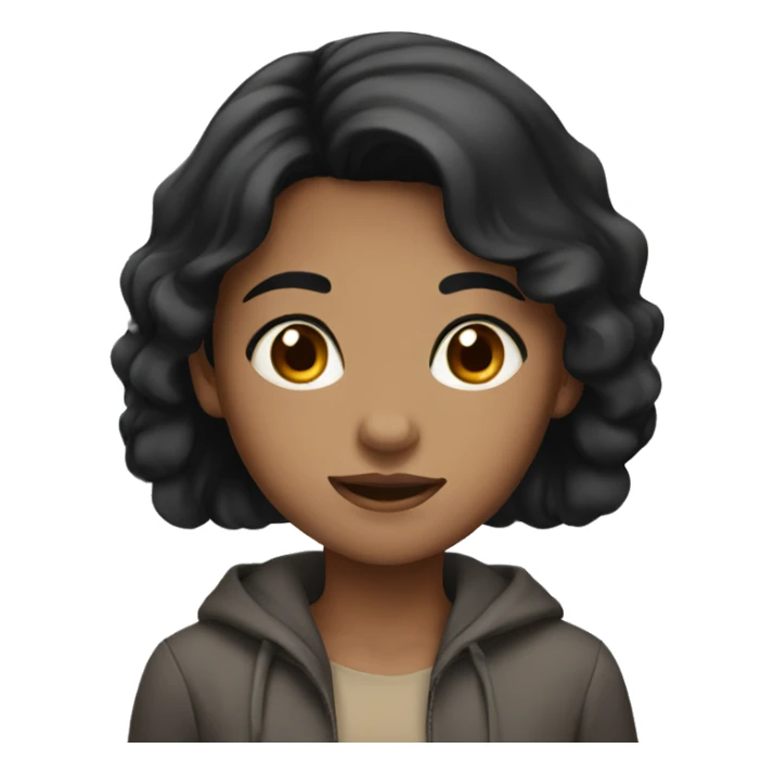 Black Haired Girl With Brown Eyes White sticker