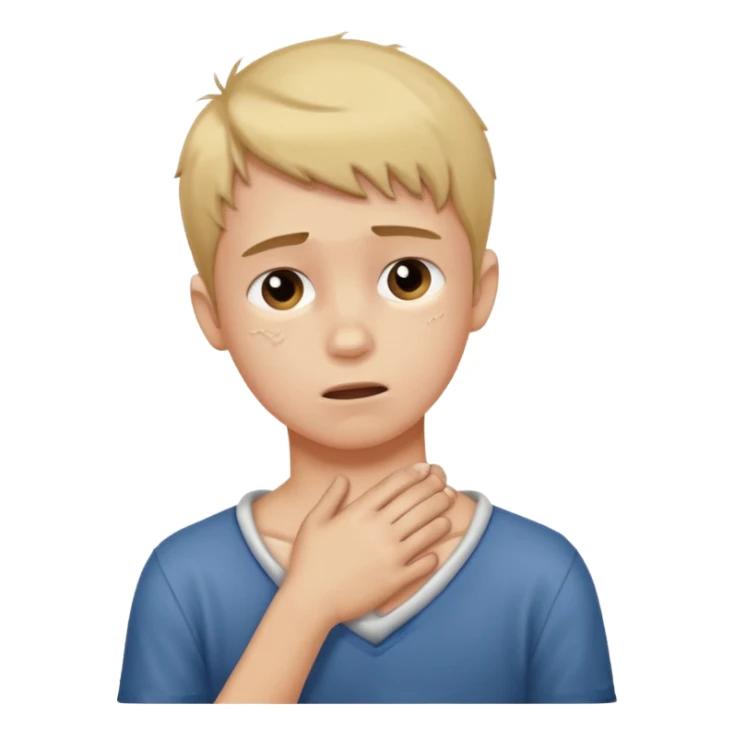a boy holding his neck like he’s chocking  sticker