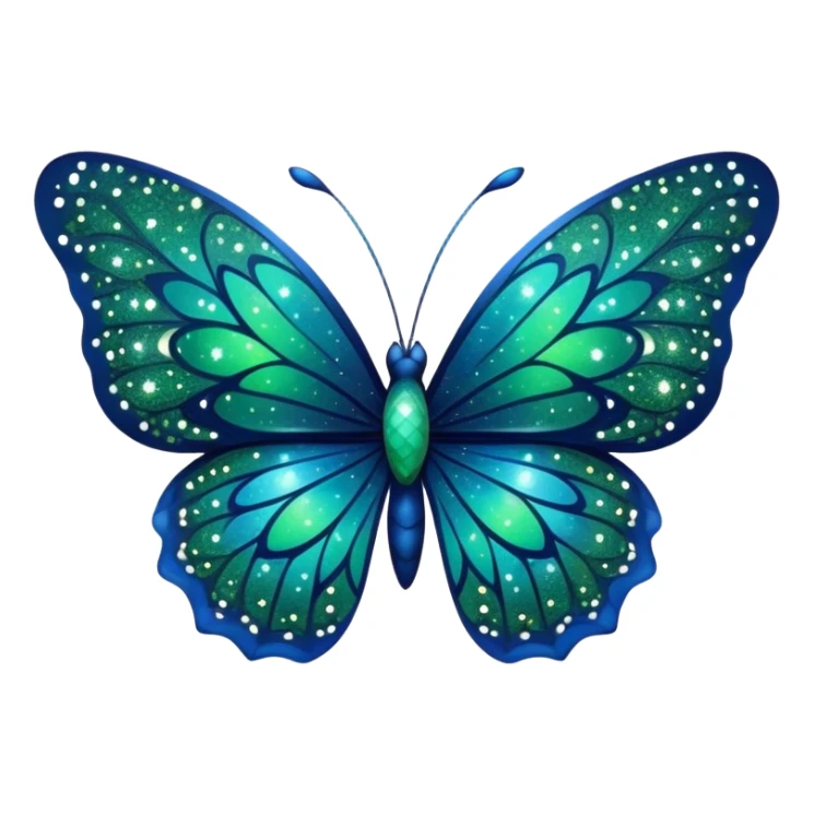 blue and green butterfly with stars from night sky sticker