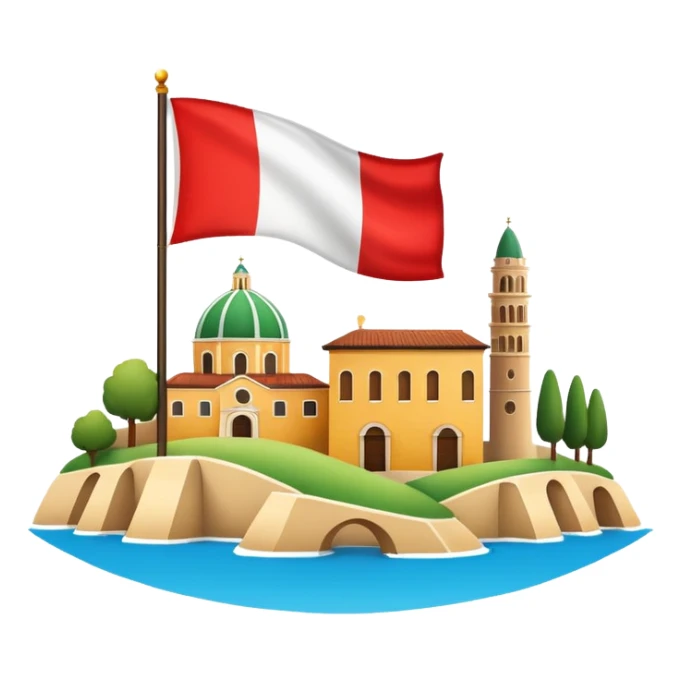 Italy theme, landmarks and flag, playful, emoji style sticker