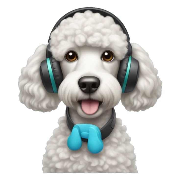Poodle, wearing headphone sticker