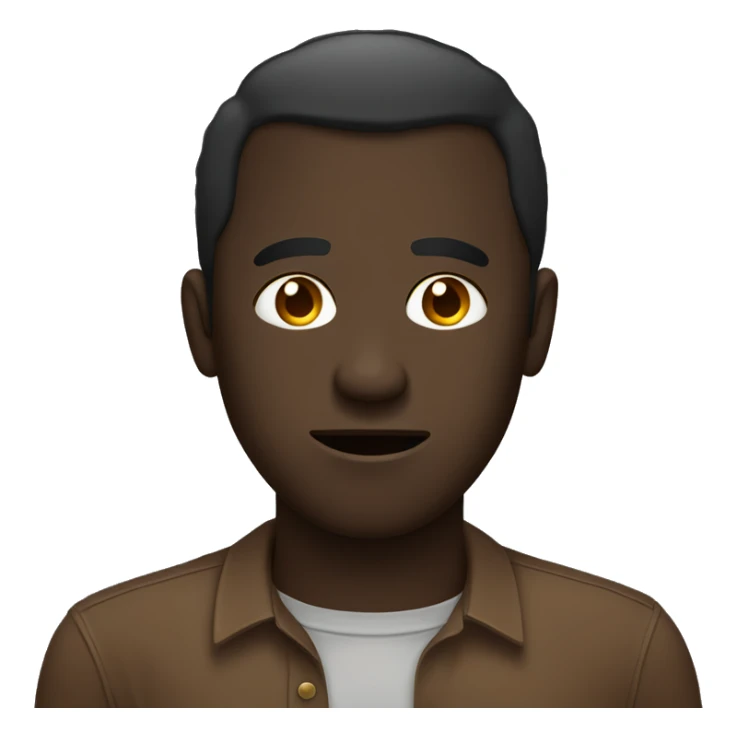 very dark black man in brown shirt with holes in it and distressed  sticker