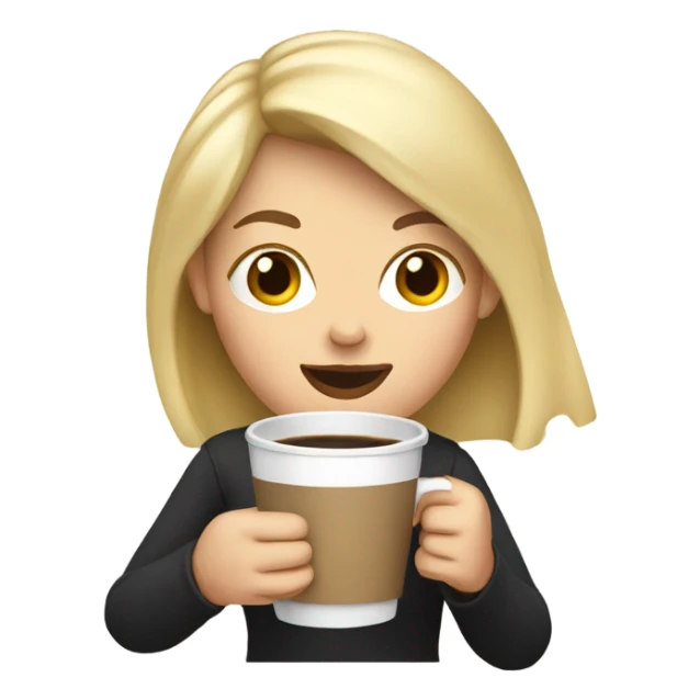 Woman blonde hair with coffee sticker