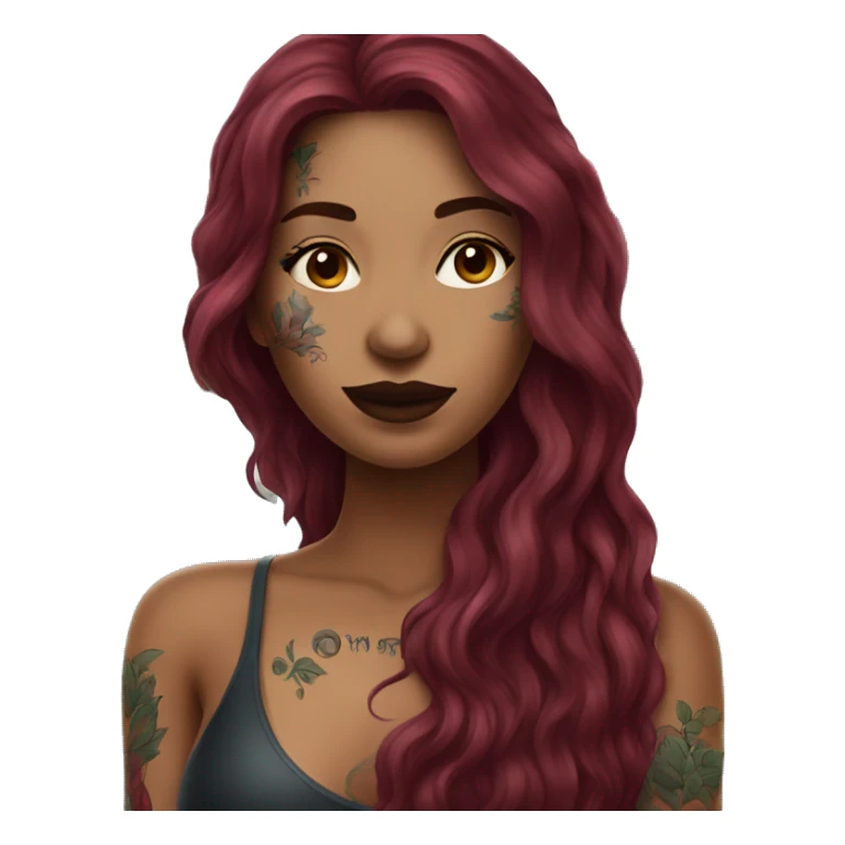 Beautiful tattooed  burgundy long haired woman swimming in a pool sticker