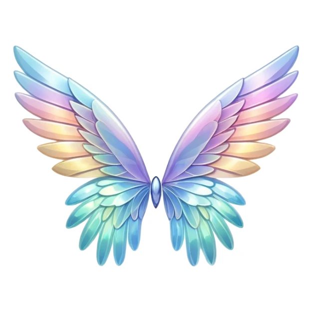 Sparkly glossy Pastel iridescent glass wings  sticker