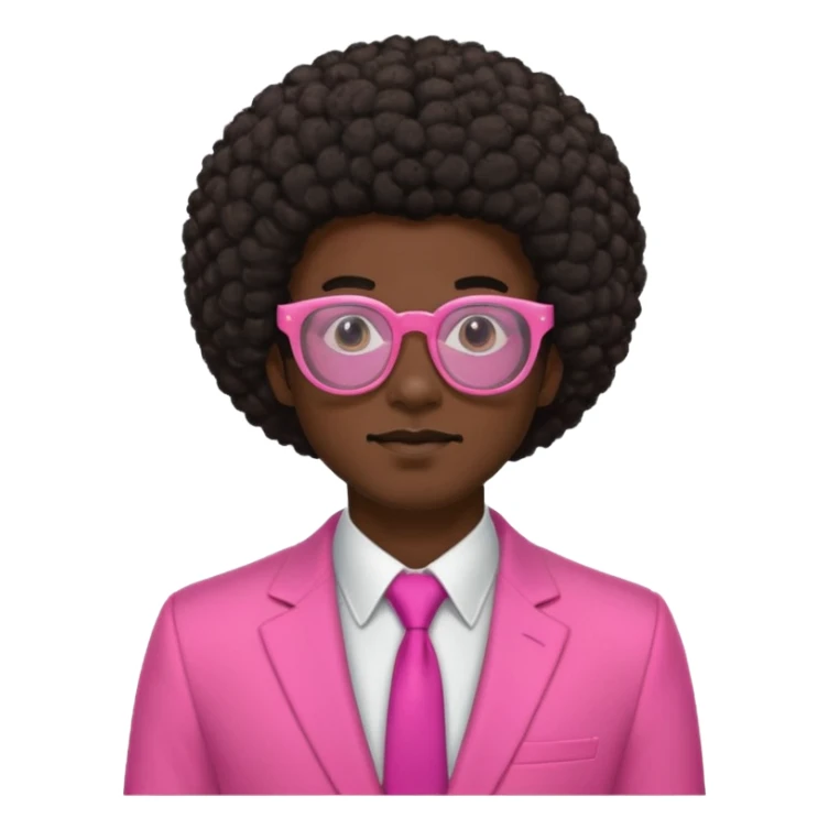 afro hair man pink suit pink glasses sticker