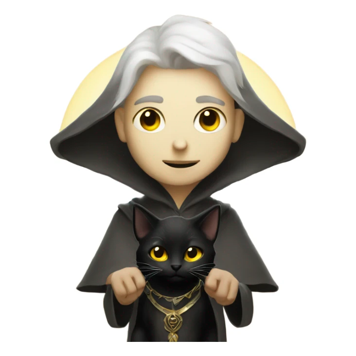 A sun warlock who is pale and is holding a black kitten sticker