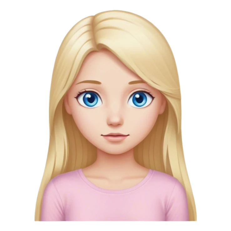 Long blonde hair blue eyed girl light pink top  sticker