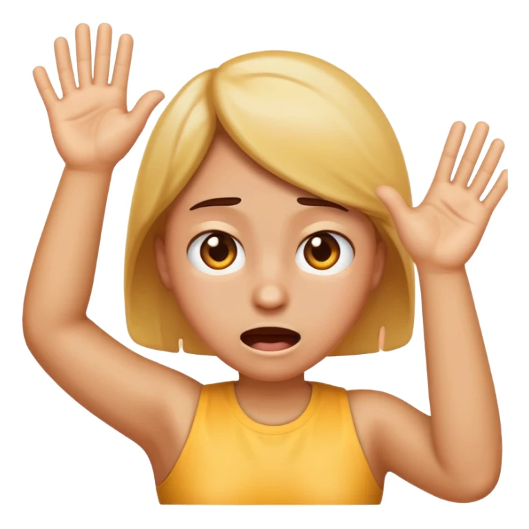 emoji showing a fearful reaction, hands up, sweating sticker