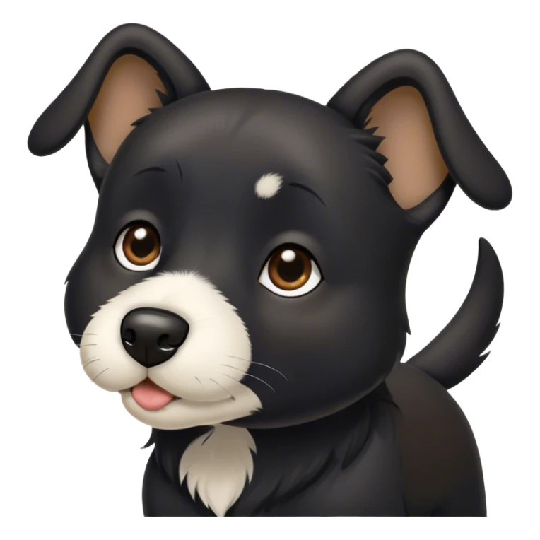 Black dog with white strip on nose and ears up sticker