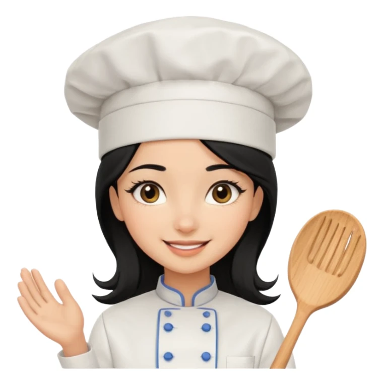 Create a cute girl, black hair, Middle Eastern with lashes  chef🧑‍🍳 emoji sticker