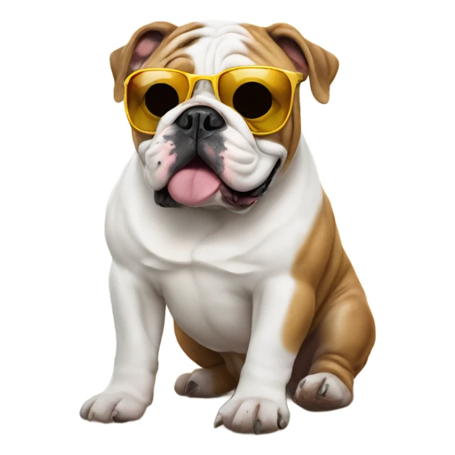 English bulldog wearing sunglasses on beach sticker