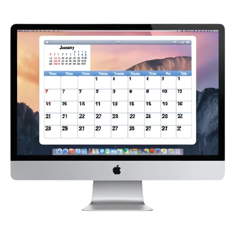 front-facing iMac displaying a day view calendar with time slots and several booked appointments sticker