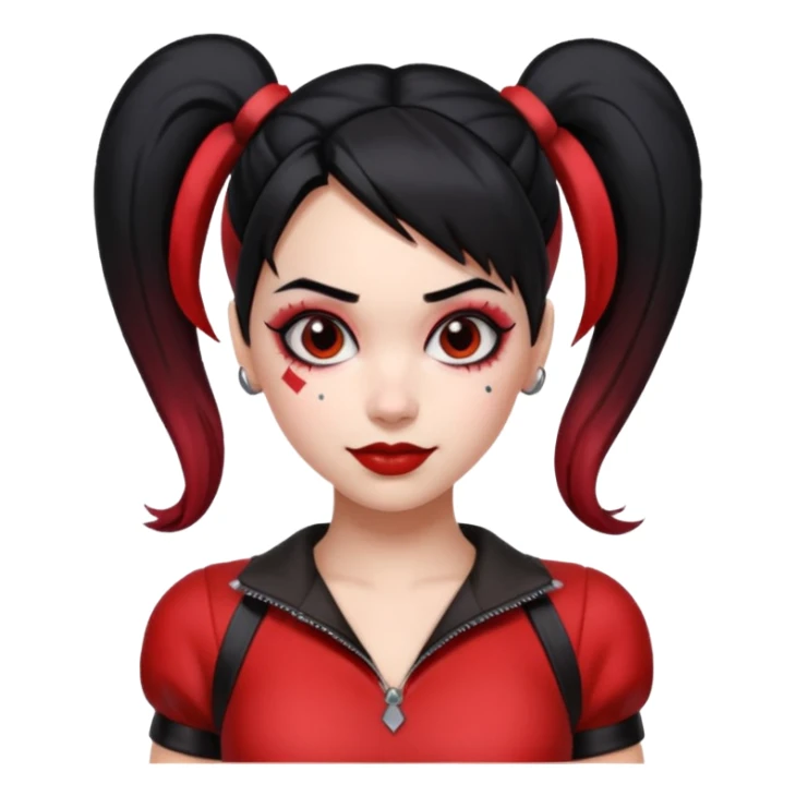 black haired woman in harley quinn outfit sticker
