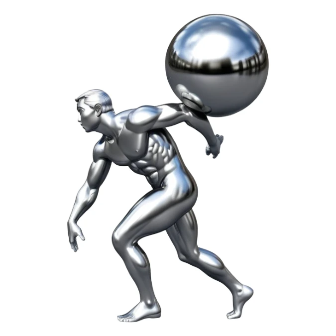 sorayama Sisyphus carrying big sphere on his back sculpture sticker