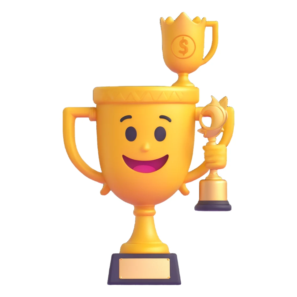 and emoji of emoji holding a trophy sticker