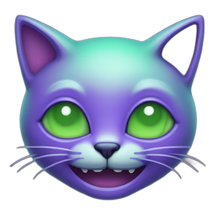 Purple and Green Alien cat smile sticker