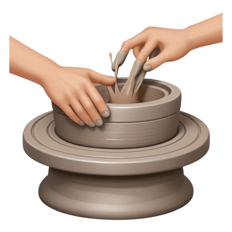 hands pressing clay sidewalls down onto a silver pottery wheel with fingers and thumbs to attach it sticker