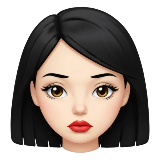 Make her with black hair and full eyelashes and pouty puckered lips  sticker