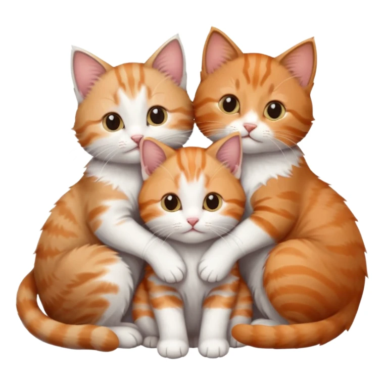 3 kittens cuddling together all different colours, the first one is grey and white, the second is ginger and white and the third is brown tabby and white sticker