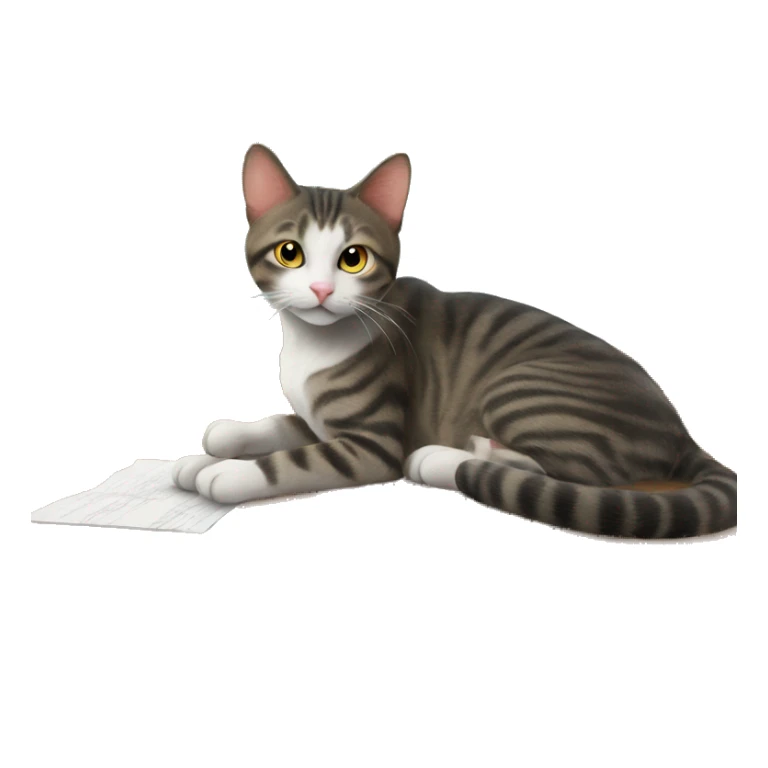 Cat on desk with biology textbook sticker