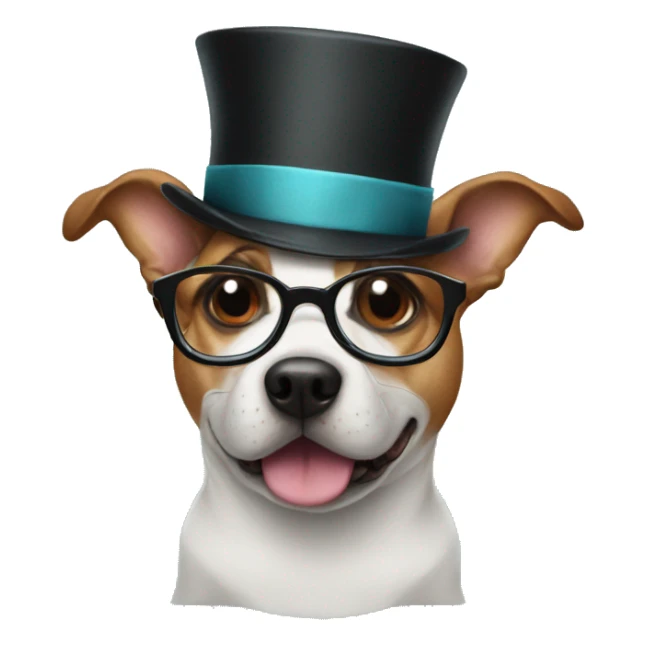 Dog with glasses and shark with a top hat sticker