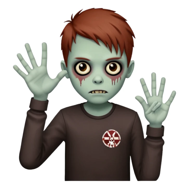 Emo-style zombie boy with reddish-brown hair making the west side sign with his hand  sticker