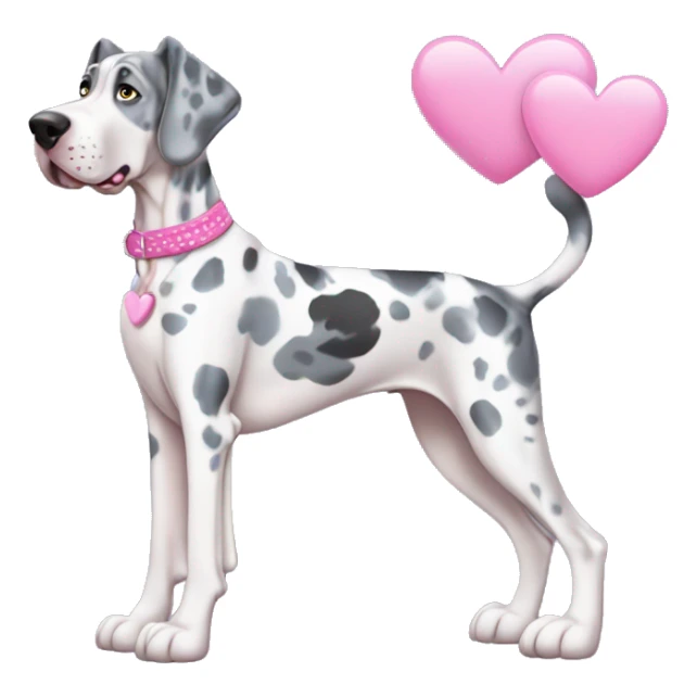 Blue Merle Great Dane with pink hearts  sticker