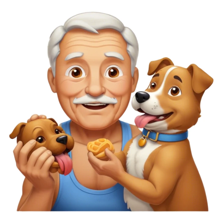 Buff grandpa eating a dog sticker