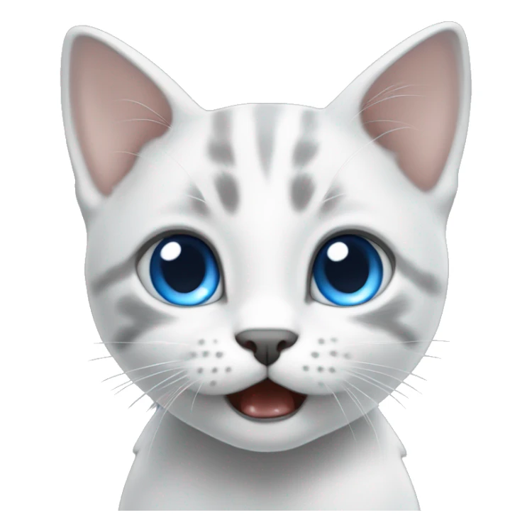 White grey kitten hissing blue eyes sticker