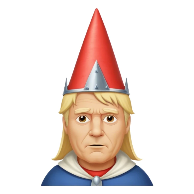Blond older USA king with dunce cap crown sticker