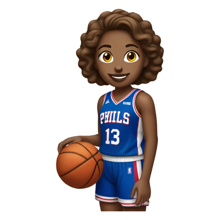 Basketball girl player with Sixers jersey sticker
