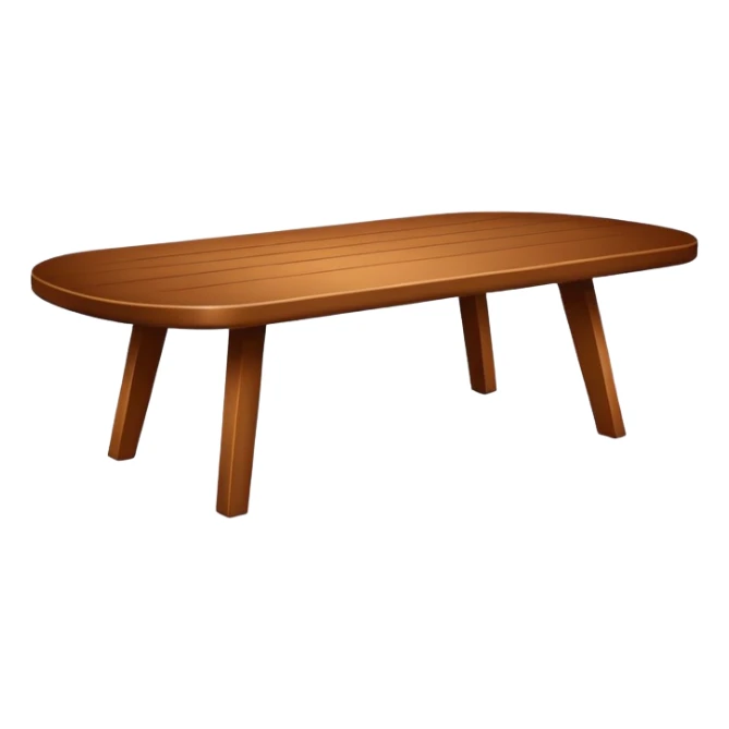A simple, angled wooden table, with a warm medium-brown color, minimal shading, rounded edges, clean lines, on a plain white or transparent background, designed to be recognizable at small (emoji) sizes. sticker