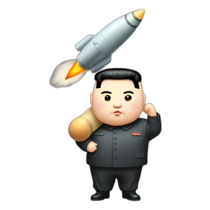 fat Kim jong un carrying cute missle sticker