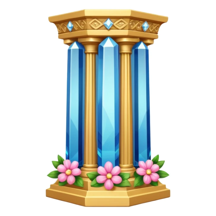 generate beautiful greek crystal pillar intricate front view more beautiful with flowers wrapping around the pillar make the pillar made of diamond sticker