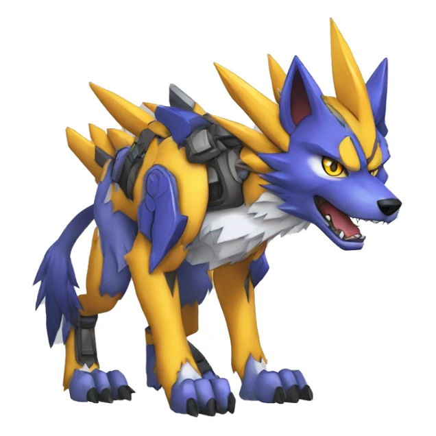  Cool Edgy Digimon-Fakemon-Garurumon-Loogamon-Dorulumon-Wolf with edgy markings full body sticker