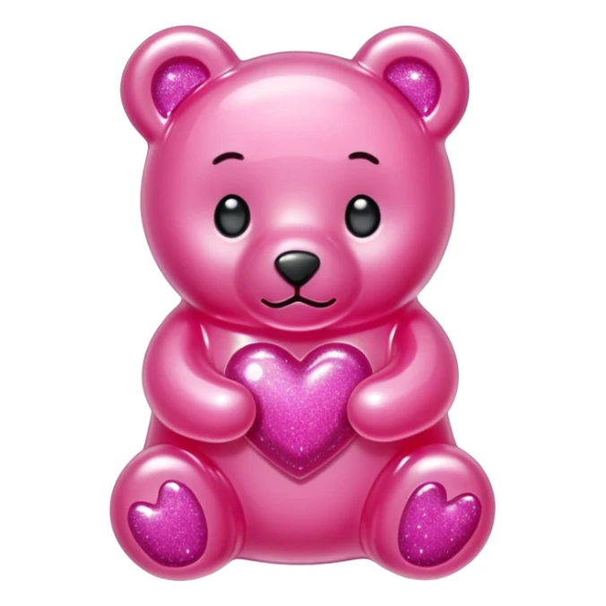 transparent pink gummy bear tender heart glitters pink sticker