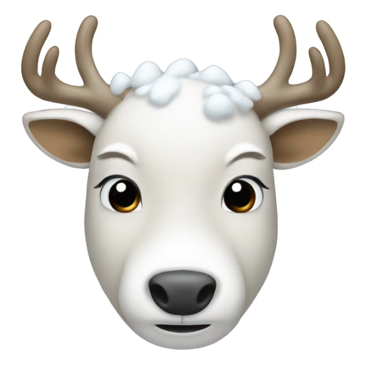 White reindeer with snow on antlers sticker