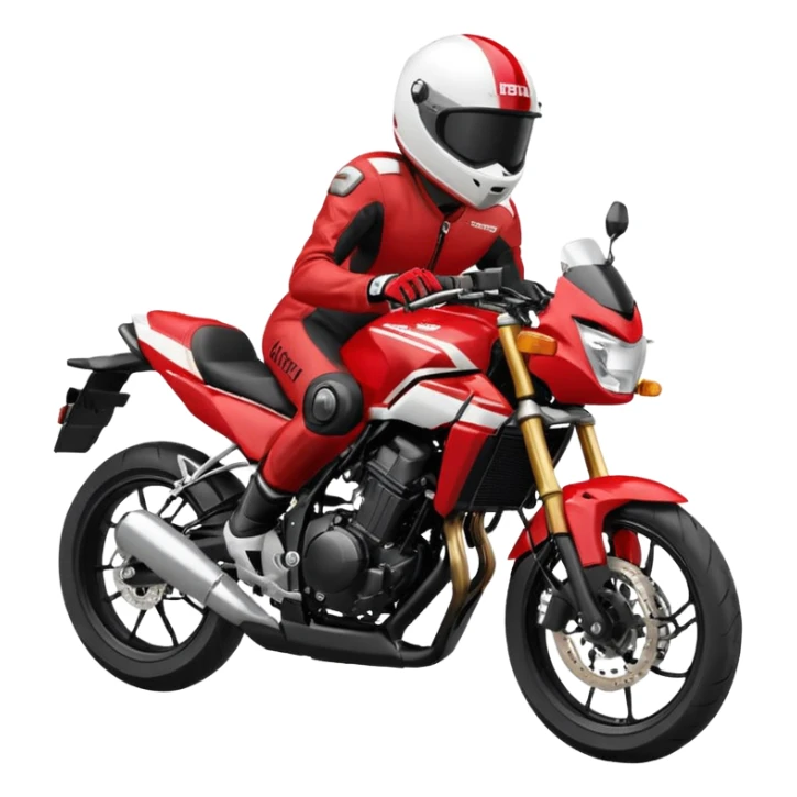Red and white 2015 Honda CB500F with tucked rider sticker